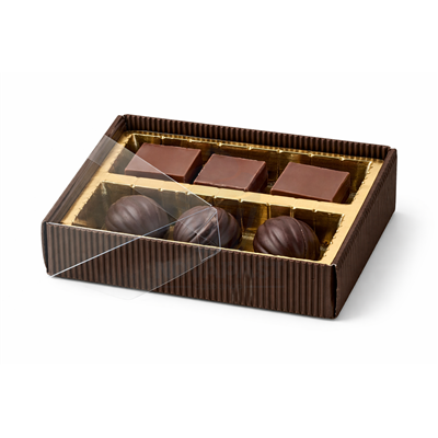 CAJA BOMBONES/SEPARADOR TAPA ACETATO 10X11,5XH3CM 
