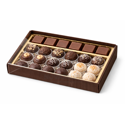CAJA BOMBONES/SEPARADOR TAPA ACETATO 12X20XH3CM 
