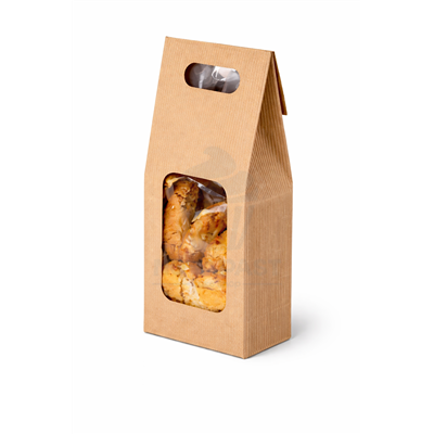 CAJA/BOLSA KRAFT RAYADO PARA GALLETAS 13X8XH30 CM