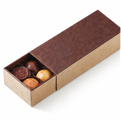 ESTUCHE DELUXE CAJA BOMBONES MARRON 10,5X7XH4,5CM C/SEPARADORES