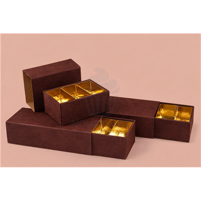 ESTUCHE DELUXE CAJA BOMBONES MARRON 24,5X7XH4,5CM C/SEPARADORES