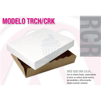 CAJA PASTELITOS TAPA BLANCA CUBETA KRAFT 32X25X4,5CM