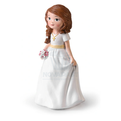 FIGURA COMUNION MODECOR NIÑA VESTIDO BLANCO 16CM