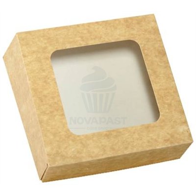 CAJA CARTON KRAFT CON VENTANA 10,5X10,5XH5 CMS