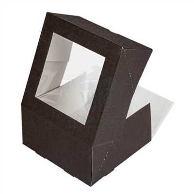 BOÎTE PÂTISSERIE AVEC FENÊTRE MARRON 32X32X10 CM