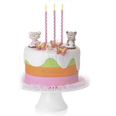 Velas Rosas Lunares Blancos (Set 6 unds)