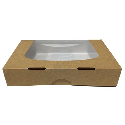 CAJA SNACKING KRAFT C/VENTANA 20X12X4 CMS (UND)
