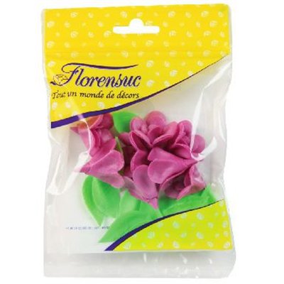 VIOLETAS DE OBLEA LILÁS (CONJUNTO 7 FLORES + 14 FOLHAS)