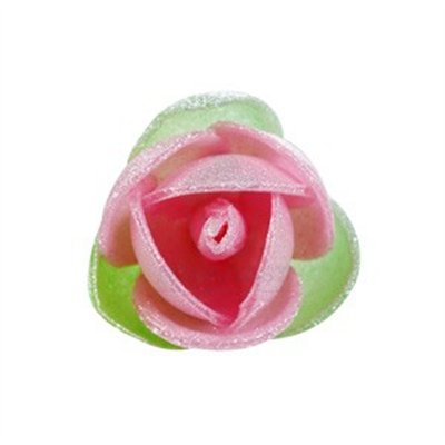 FLORES DE OBLEA ROSAS CON HOJAS (CAJA 180 UNDS)