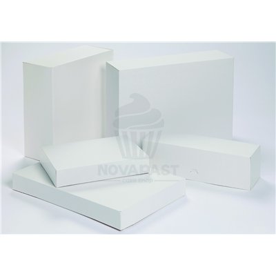 CAJA PARA PASTAS BLANCA 27X18 "ALTURA 8CMS" (UND)