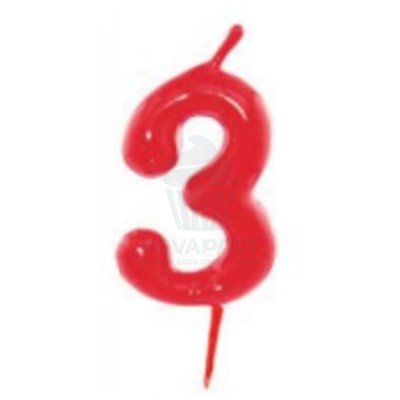 BOUGIE ROUGE 7 CM BLISTER INDIVIDUEL "Nº 3" (UND)