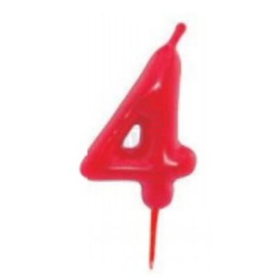 BOUGIE ROUGE 7 CM BLISTER INDIVIDUEL "Nº 4" (UND)
