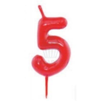 VELA VERMELHA 7 CM BLISTER INDIVIDUAL "Nº 5" (UND)