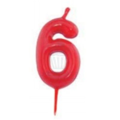 BOUGIE ROUGE 7 CM BLISTER INDIVIDUEL "Nº 6" (UND)