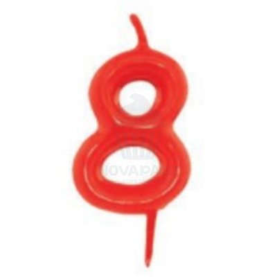 BOUGIE ROUGE 7 CM BLISTER INDIVIDUEL "Nº 8" (UNITÉ)