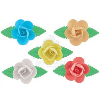 FLOR DE OBLEA CON 2 HOJAS  65MM. (CAJA 100 UNDS)