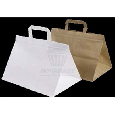 BOLSA  DE PAPEL"SAKY 26X14X32 CMS "BLANCA" (UND)