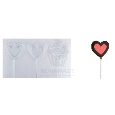 MOULE POUR SUCETTES EN FORME DE CŒUR 3 CAVITÉS (UND)