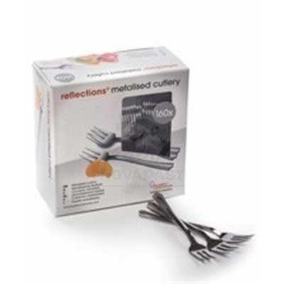 MINI-FOURCHETTE À DESSERT MÉTALLISÉE ARGENT PVC (160 PCS)