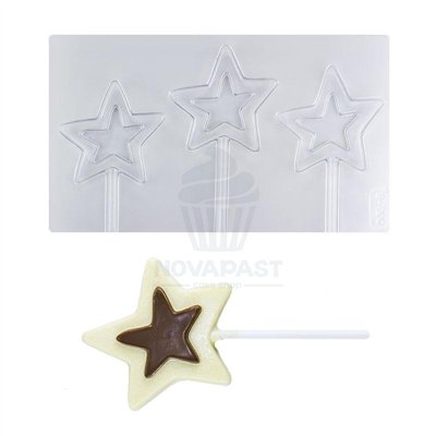 MOLDE DE PLASTICO PARA PIRULETAS "ESTRELLA" (UND)