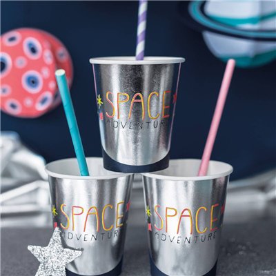 Pajitas en Papier Rose PartyDeco - Lot de 10