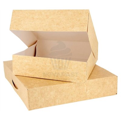 Boîte kraft avec anse 17x15,5x6 cm - Élégance pratique