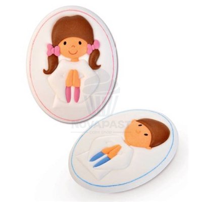 Ovale en sucre "Première Communion Fille" (12 pcs)