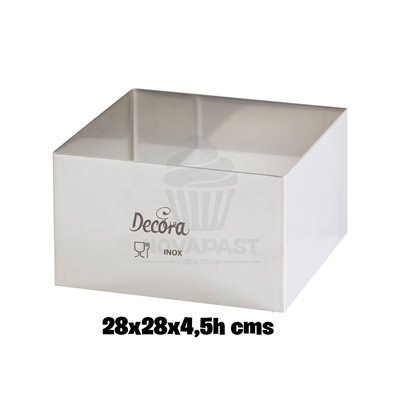 Molde/Aro Inox 28x28x4,5 cm: Perfeito para Sua Confeitaria