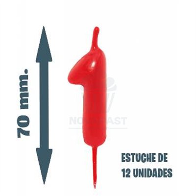 "Compre Velas de Pastel Nº1 - Caja de 12 Unidades, Tamaño V34-70 MM"