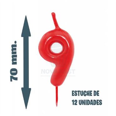 "Compra Velas de Pastel Nº9 - Caja de 12 Unidades, Tamaño V34-70 MM"