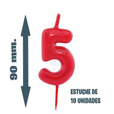 Bougies d'anniversaire Nº5 - Lot de 12, Hauteur 90mm