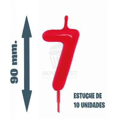 "Velas para Pastel Número 7 - Pack de 10 Unidades V35-90MM"
