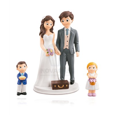 Figurine Mariage Résine : Couple avec Enfants