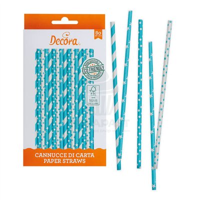 Pailles Bio Bleu Ciel 21cm - Lot de 80