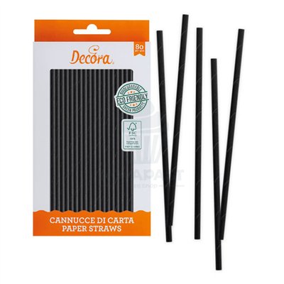 Pajitas Bio Noires 21cm - Élégance Écologique (80 pcs)