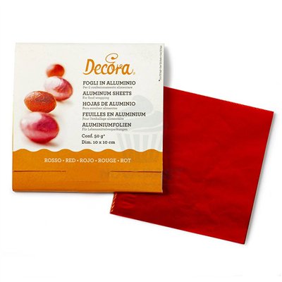 Feuilles d'aluminium rouges 10x10 cm - Paquet de 150