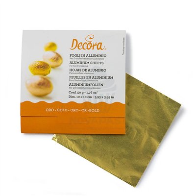 Feuilles d'or en aluminium 10x10 cm - Paquet de 150