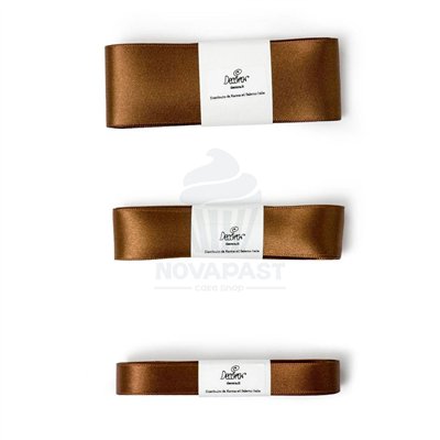 "Cinta de Raso Doble Marrón Decora 15mm - 5 Metros para Repostería"