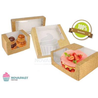 Boîte Kraft Maxi avec Fenêtre 28x28x10 cm