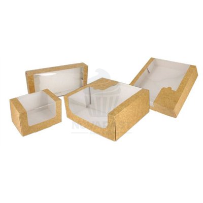 Boîte Kraft Maxi avec Fenêtre 28x28x10 cm