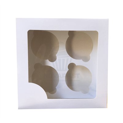 Caixa Branca para 4 Cupcakes com Suporte