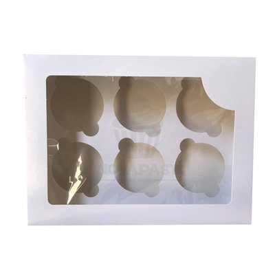 Boîte à cupcakes blanche 6 trous avec support