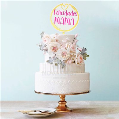 "Topper Felicidades Mamá: El Detalle Perfecto para Pasteles (UND)"