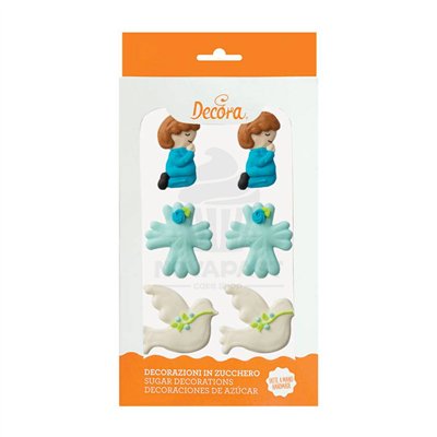 Décorations en sucre bleu pour communion (6 pièces)