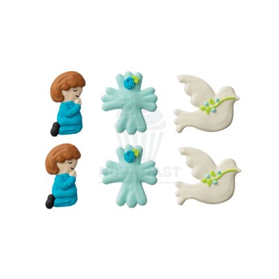 Decorações de Açúcar Azul para Comunhão (6 Peças)