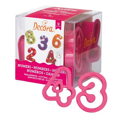 Kit de 9 découpoirs chiffres 5,2 cm pour pâtisserie