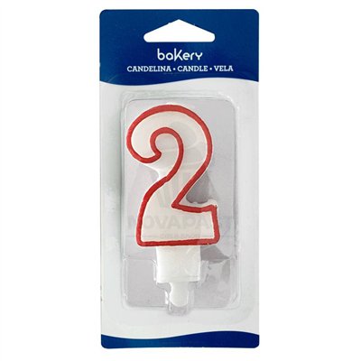 Bougie Blanche 7,5 cm Bord Rouge Numéro 2