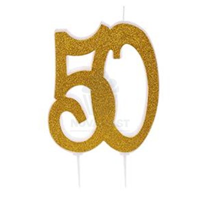 Vela Glitter Ouro 50 Anos Modecor 12cm
