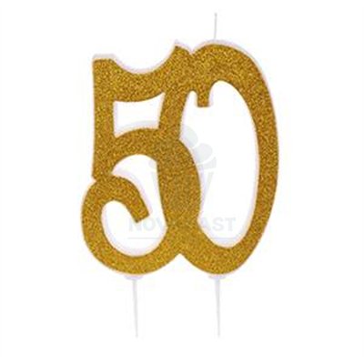 Vela Glitter Ouro 50 Anos Modecor 12cm