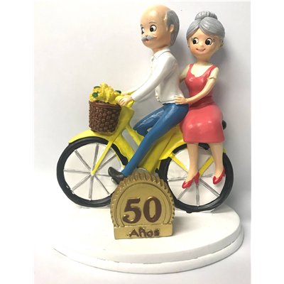 Casal de Noivos 50 Anos "Bici" - Topo de Bolo Único